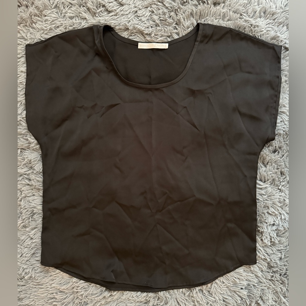 Boston Proper oversized satin blouson size S black